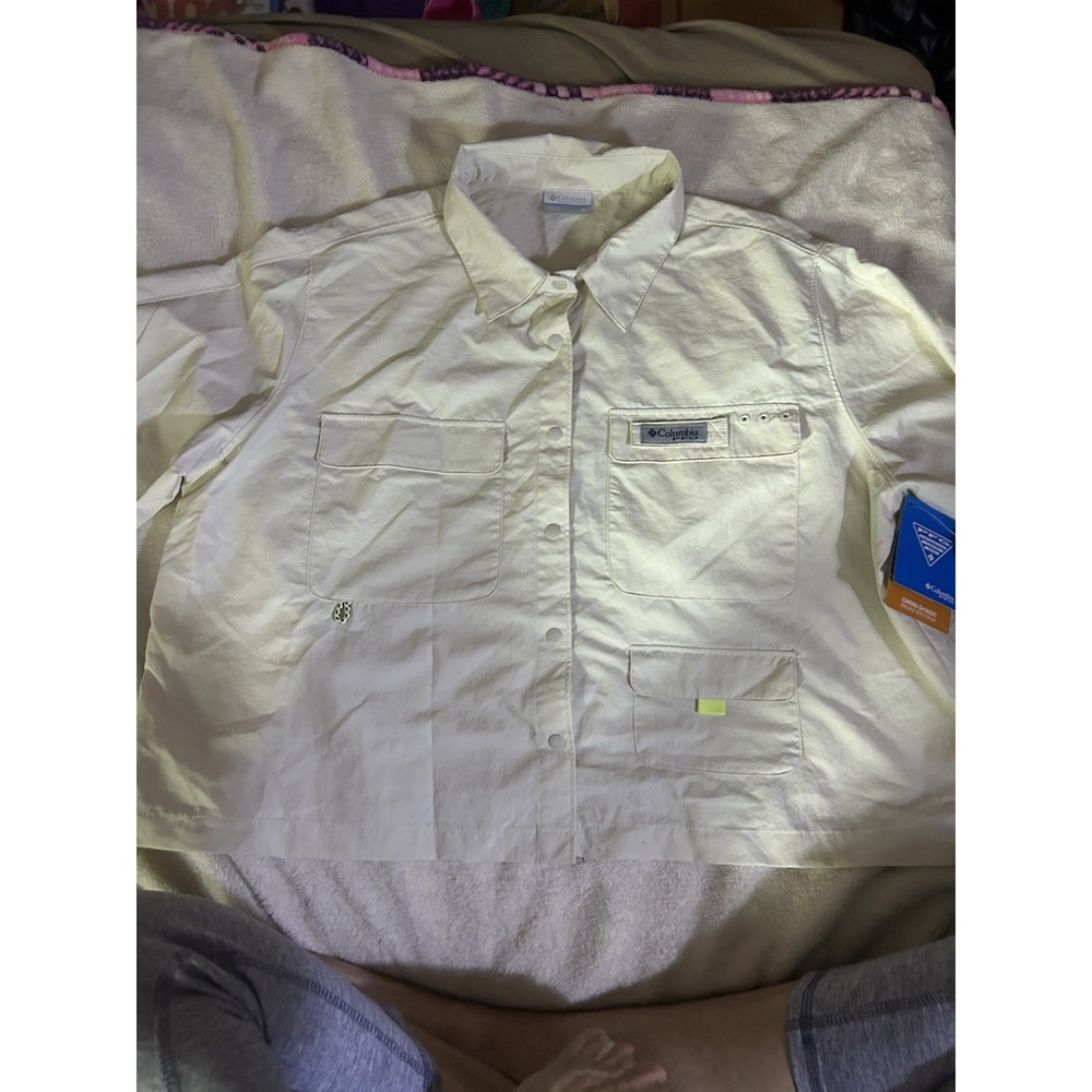Columbia PFG Omni-Shade Women's Open Water Short Sleeve Shirt XL White NWT